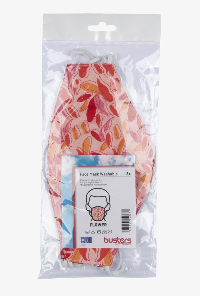 FACE MASK WASHABLE FLOWERS 3PACK (3ST)