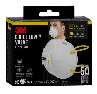 [1042891] MASQUE POUSSIERE  8812 FFP1 AVEC VALVE (3PC)